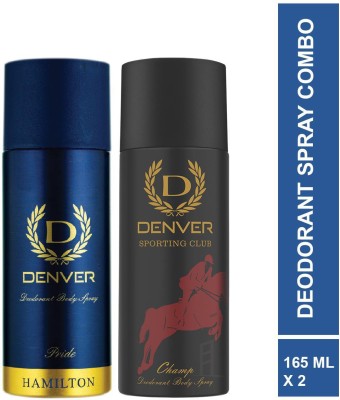 DENVER Hamilton Pride 165 ml & Champ 165 ml Combo Deodorant Spray  -  For Men(330 ml, Pack of 2)
