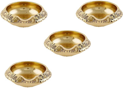 SHRI ANAND SHRI ANAND PURE BRASS KUBER DIYA (Pack of 4) Table Diya Set Brass (Pack of 4) Table Diya Set(Height: 1 inch)