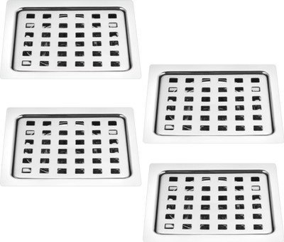 RUHE Floor Stainless Steel Push Down Strainer(12.7 cm Set of 4)