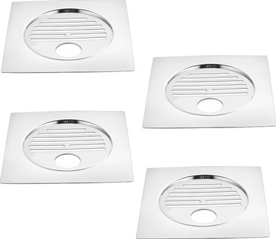 RUHE Floor Stainless Steel Push Down Strainer(12.7 cm Set of 4)