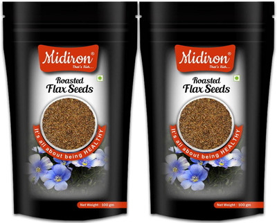 Midiron Roasted Flax Seed, Alsi Seeds, Fiber and Omega-3 Rich Super food, Flax Seeds for Eating (Pack 2) Brown Flax Seeds(200 g, Pack of 2)