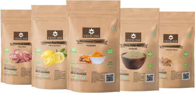 VEDICINE Wild Kasturi Turmeric Amba Haldi Manjal Rose petal Lemon Peel Multani Mitti Sandalwood Powder for Face Pack 50g each(250 g)