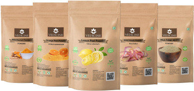 VEDICINE Wild Kasturi Manjal Turmeric Amba Haldi Orange peel Rose Petal Lemon Peel Mulatni Mitti Powder for Face Pack (50g each)(250 g)