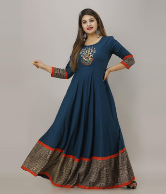 Pranu Creation Flared/A-line Gown(Blue)