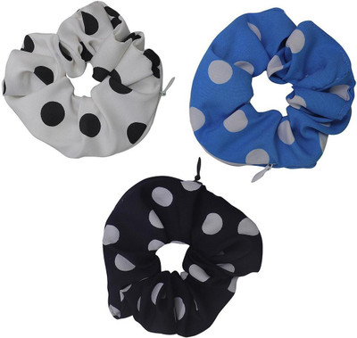 NNR POLKA DOTS SCRUNCHIES WITH SECRET ZIP POCKET Rubber Band(Multicolor)