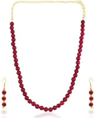 MissMister Brass Gold-plated Red Jewellery Set(Pack of 1)