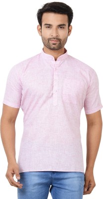 MAHARAJA Men Solid Straight Kurta(Pink)