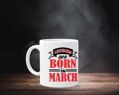 AKP SUBLIMATION Legends Are Born In March White 325ml Ceramic Coffee Mug(325 ml)