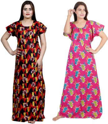 NACNO Women Nighty(Multicolor)