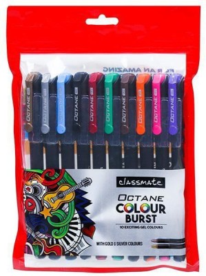 Classmate OCTANE COLOUR Gel Pen(Pack of 10, Ink Color - Multicolor)