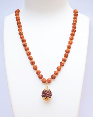 ng gems Nepali 7 Mukhi Rudraksha Goldend Pendant Along With 8 mm Size 5 Mukhi 54 Beads Mala Brass Brass Pendant