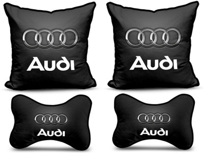 kioni Black Polyester Car Pillow Cushion for Audi(Square, Pack of 4)