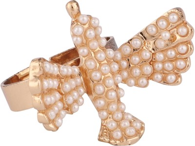 Jewels Capital Alloy Pearl Gold Plated Ring