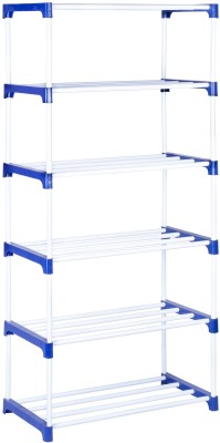 Patelraj Metal Collapsible Shoe Stand(Blue, White, 6 Shelves, DIY(Do-It-Yourself))