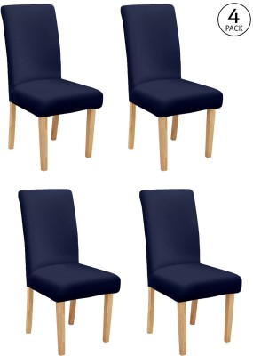 Cortina Polyester Abstract Chair Cover(Blue Pack of 4)