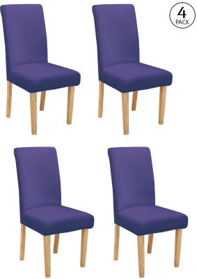 Cortina Polyester Plain Chair Cover(Purple Pack of 4)