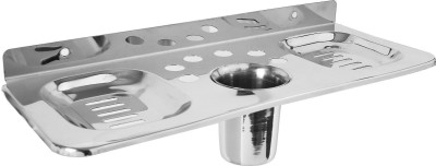 Kopter 9 in 1 Stainless steel Soap Dish Holder/ stand(Set of 2)(Silver)