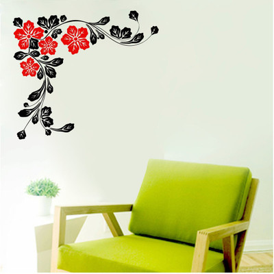 VCREATE DECOR 67 cm Flower design Removable Sticker(Pack of 1)