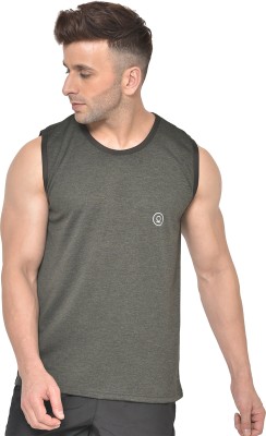 CHKOKKO Self Design Men Round Neck Grey T-Shirt