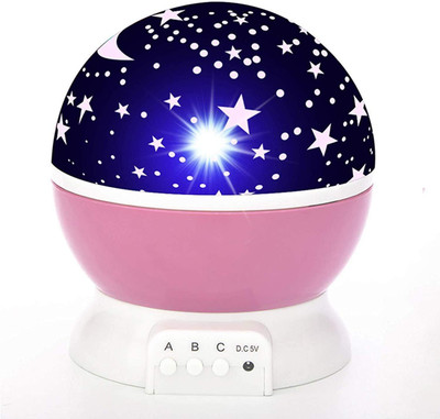 Crevice Round Star Master Projector LED Night lamp and Rotating Night Lamp(15 cm, Pink)
