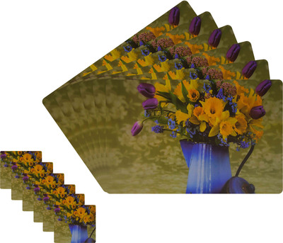 Glassiano Rectangular Pack of 12 Table Placemat(Green, Purple, Polyester)