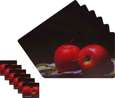Glassiano Rectangular Pack of 12 Table Placemat(Black, PVC)