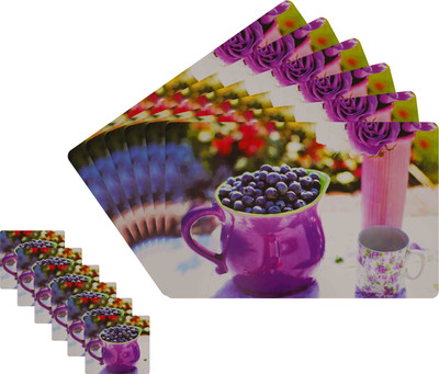 Glassiano Rectangular Pack of 12 Table Placemat(Purple, Polyester)