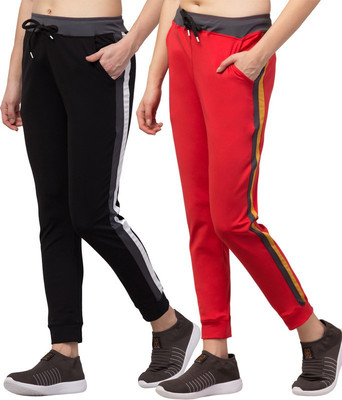 Bluecon Striped Women Black, Red Track Pants