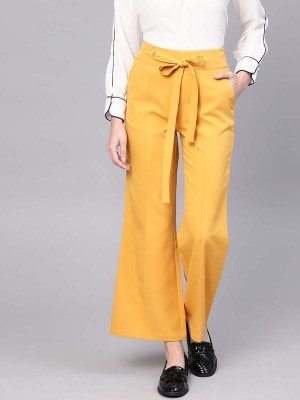 STREET9 Regular Fit Women Yellow Trousers