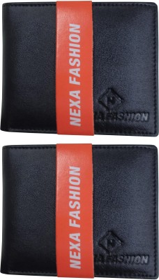 NEXA FASHION Men Casual Black Artificial Leather Wallet(6 Card Slots, Pack of 2)