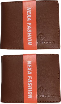 NEXA FASHION Men Casual Tan Artificial Leather Wallet(6 Card Slots, Pack of 2)