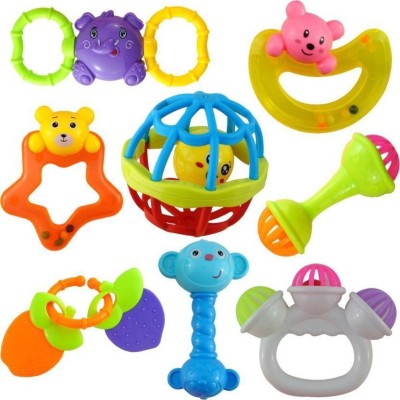 spincart Lovely Mixed Attractive Colourful Non Toxic Rattles for Babies, Toddlers, Infants, Child - Set of 8 Rattle(Multicolor)