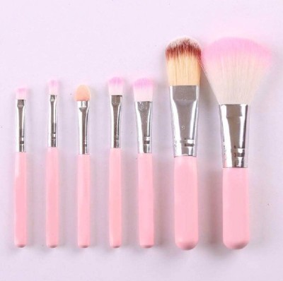 Dhaniji Soft Touch Long Lasting Set of 7 Beauty Makeup Mini Pink Brush (Pack of 7)(Pack of 7)