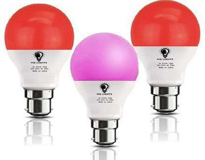 mg lights 9 W Basic Standard B22 LED Bulb(Red, Pink, Pack of 3)