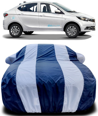 NUMBOR ONE Car Cover For Tata Tigor EV (With Mirror Pockets)(Blue, White)