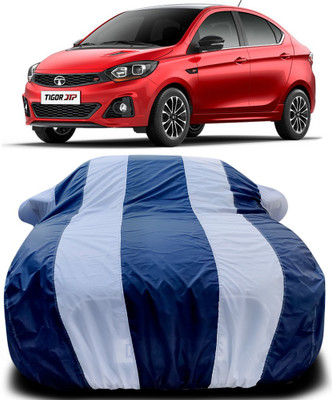 NUMBOR ONE Car Cover For Tata Tigor JTP (With Mirror Pockets)(Blue, White)