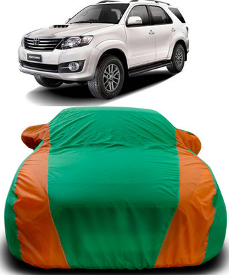 MoTRoX Car Cover For Toyota Fortuner Old (With Mirror Pockets)(Green, Orange)
