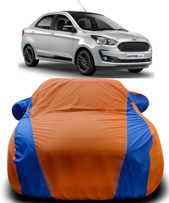 MoTRoX Car Cover For Ford Figo Aspire (With Mirror Pockets)(Orange, Blue)
