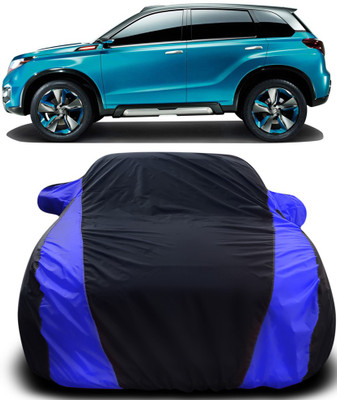 MoTRoX Car Cover For Maruti Suzuki Vitara Brezza Facelift (With Mirror Pockets)(Black, Blue)