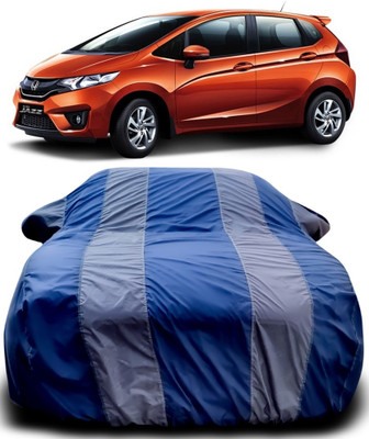 MoTRoX Car Cover For Honda Jazz Facelift (With Mirror Pockets)(Blue, Grey)