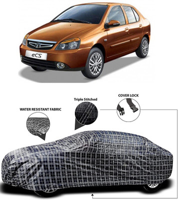 MoTRoX Car Cover For Tata Indigo eCS (With Mirror Pockets)(White, Black)