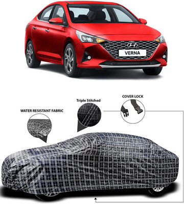 APNEK Car Cover For Hyundai Verna Facelift (With Mirror Pockets)(White, Black)