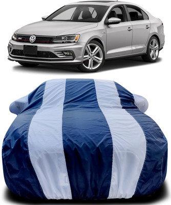 MoTRoX Car Cover For Volkswagen Jetta (With Mirror Pockets)(Blue, White)