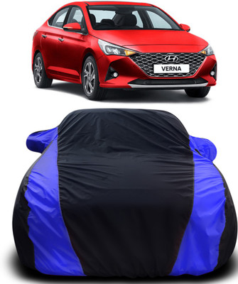 APNEK Car Cover For Hyundai Verna Facelift (With Mirror Pockets)(Black, Blue)