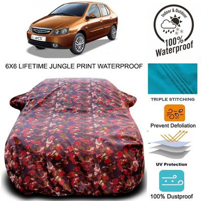 MoTRoX Car Cover For Tata Indigo eCS (With Mirror Pockets)(Red, Green)