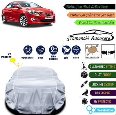 Tamanchi Autocare Car Cover For Hyundai Fluidic Verna 4S(Silver)