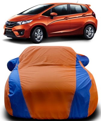 MoTRoX Car Cover For Honda Jazz Facelift (With Mirror Pockets)(Orange, Blue)