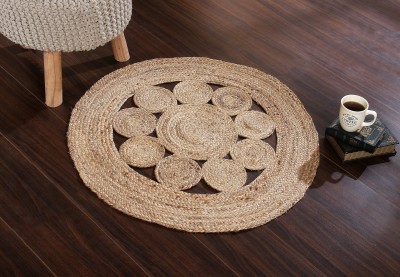 SASHAA WORLD Beige Jute Area Rug(3 cm,  X 3 cm, Circle)