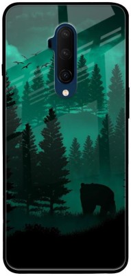 QRIOH Glass Back Cover for OnePlus 7T Pro(Green, Black, Grip Case, Silicon, Pack of: 1)