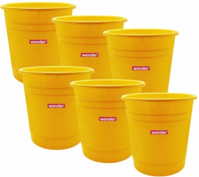 Wonder Plastic WBP 101 Open Dustbin Set, 6 pc 6 Ltr, Yellow Color, Made In India KBS02403 Plastic Dustbin(Yellow, Pack of 6)
